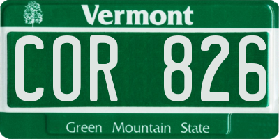 VT license plate COR826