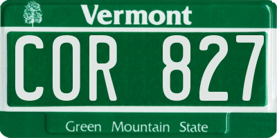 VT license plate COR827