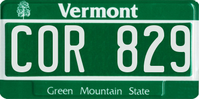 VT license plate COR829