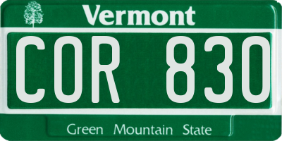VT license plate COR830