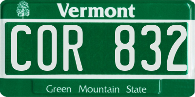 VT license plate COR832