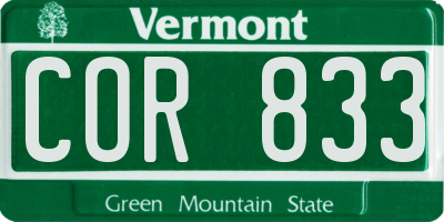 VT license plate COR833