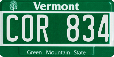VT license plate COR834