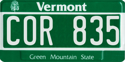 VT license plate COR835