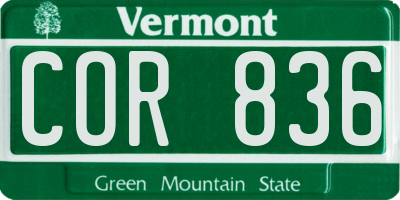 VT license plate COR836
