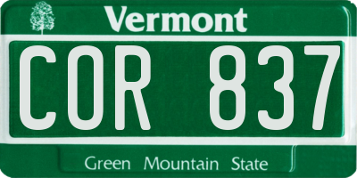 VT license plate COR837