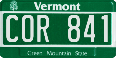 VT license plate COR841