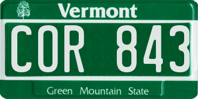 VT license plate COR843