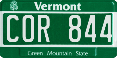 VT license plate COR844