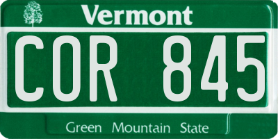 VT license plate COR845