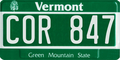 VT license plate COR847