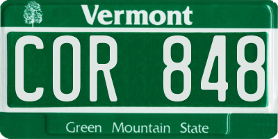 VT license plate COR848