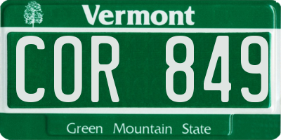 VT license plate COR849