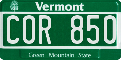VT license plate COR850