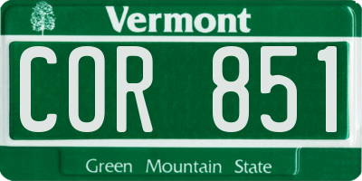 VT license plate COR851