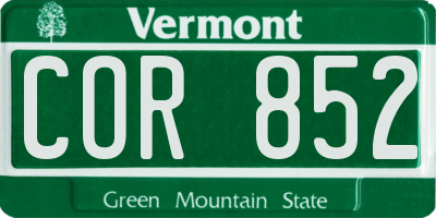 VT license plate COR852