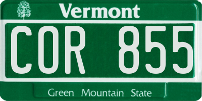 VT license plate COR855