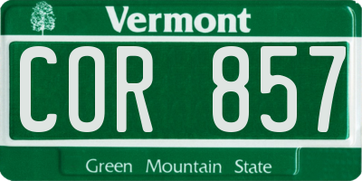 VT license plate COR857