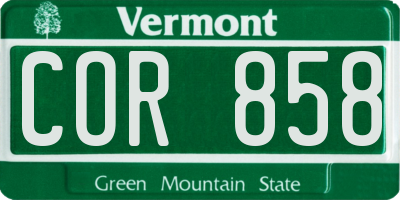 VT license plate COR858