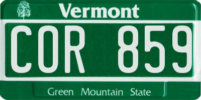 VT license plate COR859