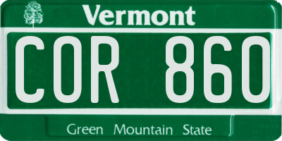 VT license plate COR860