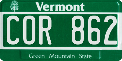 VT license plate COR862