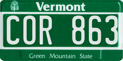 VT license plate COR863
