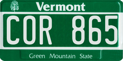 VT license plate COR865