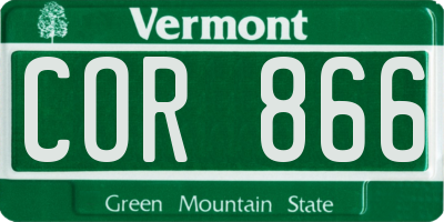 VT license plate COR866