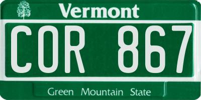 VT license plate COR867