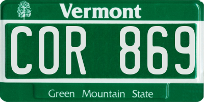VT license plate COR869
