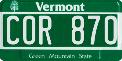 VT license plate COR870