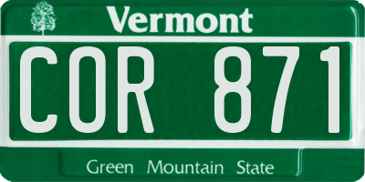 VT license plate COR871