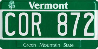 VT license plate COR872