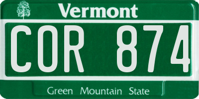 VT license plate COR874