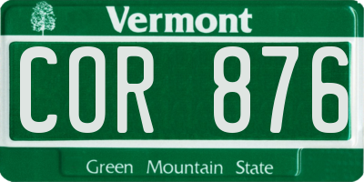 VT license plate COR876
