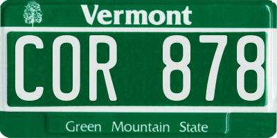 VT license plate COR878