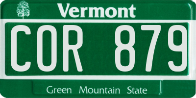 VT license plate COR879