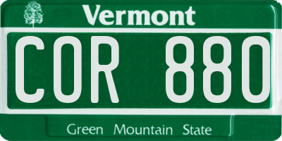 VT license plate COR880