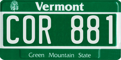 VT license plate COR881