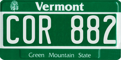VT license plate COR882