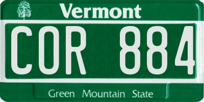 VT license plate COR884