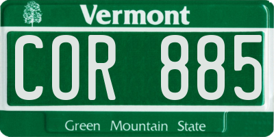 VT license plate COR885