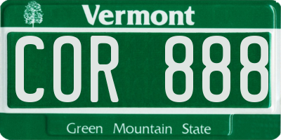 VT license plate COR888
