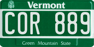 VT license plate COR889