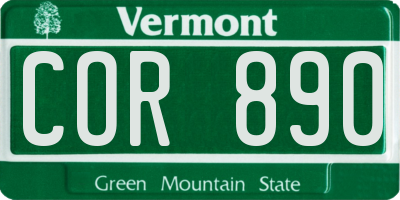 VT license plate COR890