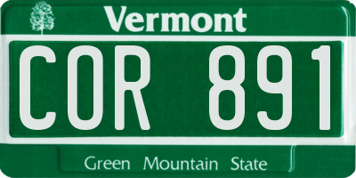 VT license plate COR891