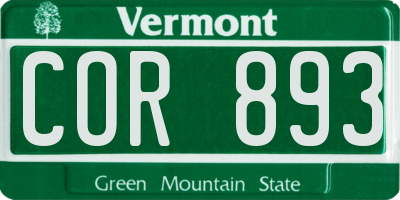 VT license plate COR893
