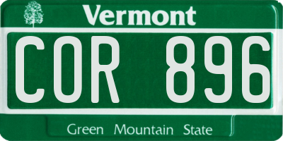 VT license plate COR896
