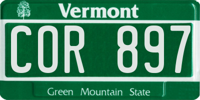 VT license plate COR897
